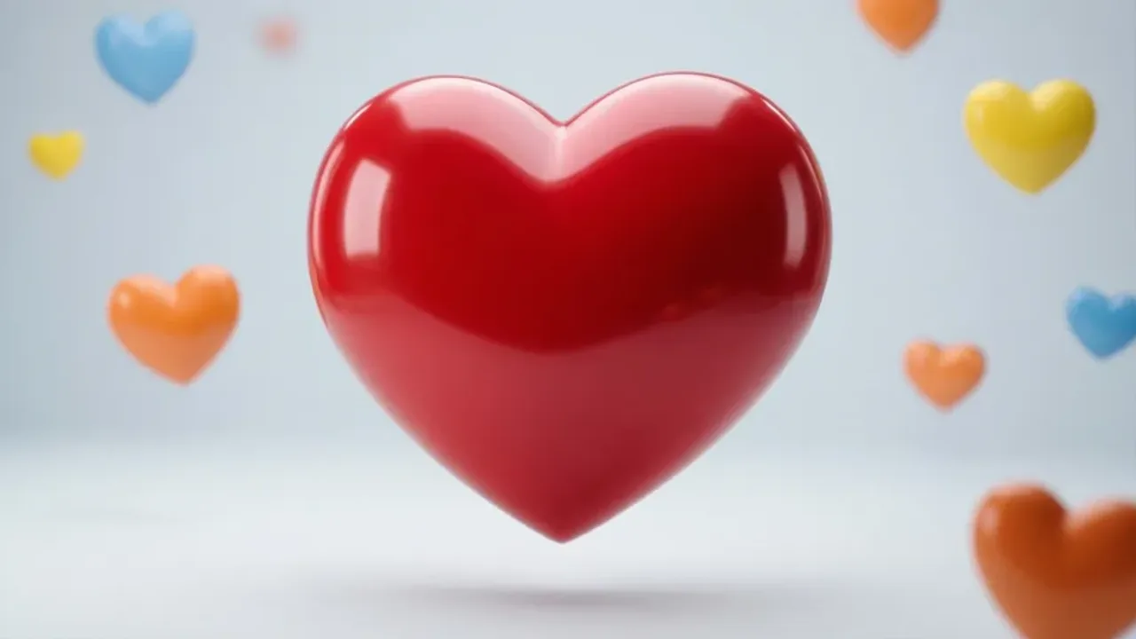 Co oznacza czerwone serce? Symbolika emoji, znaczenie i użycie emotikony Grafika przedstawiająca błyszczące emoji czerwonego serca, która wyjaśnia, co oznacza czerwone serce w komunikacji cyfrowej.