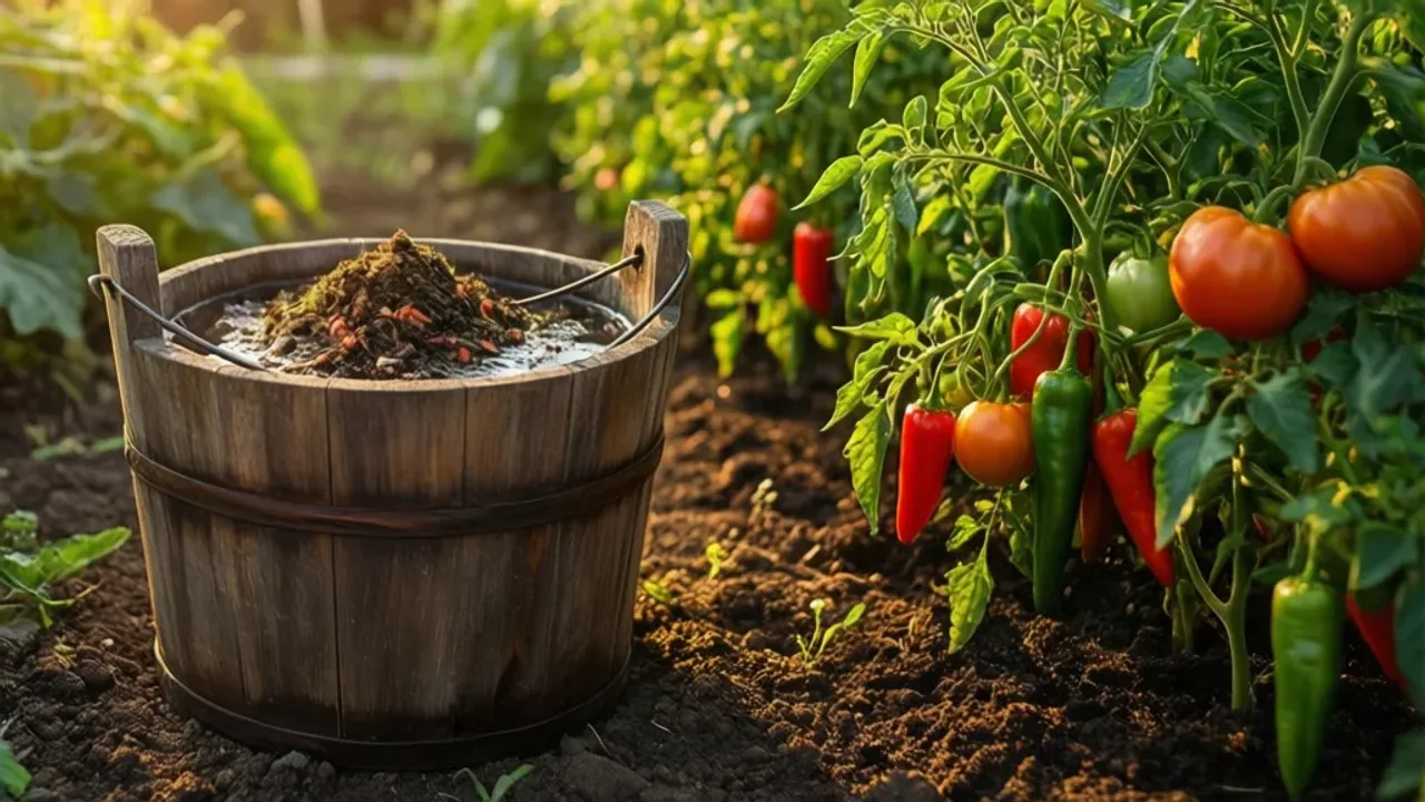 Co podlewać gnojówką z obornika? Praktyczny przewodnik po nawożeniu Beczka z naturalnym nawozem w ogrodzie warzywnym – sprawdź, co podlewać gnojówką z obornika.