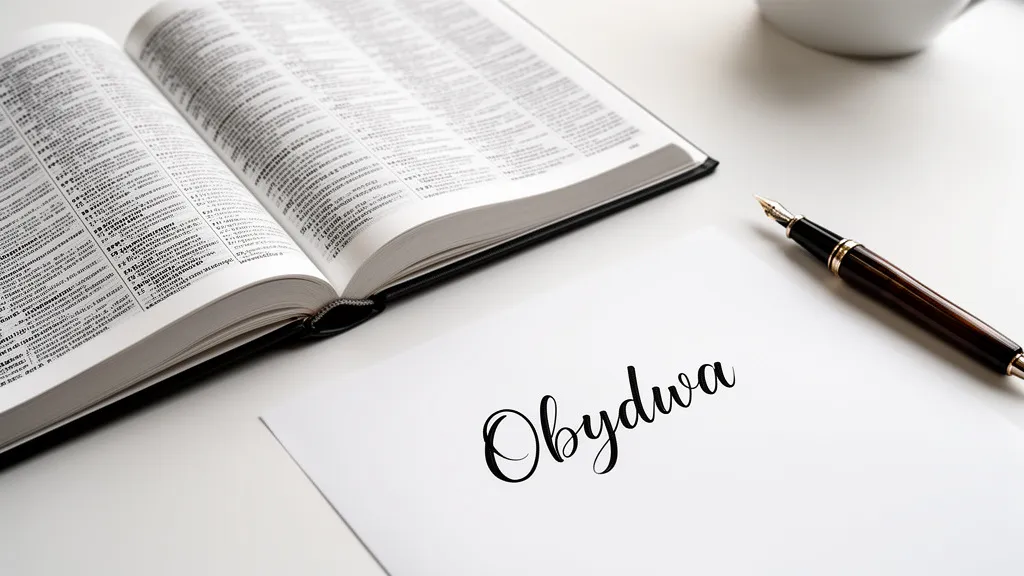 Obydwa czy oby dwa? Sprawdź poprawną pisownię i zasady stosowania Otwarte słowniki i pióro na biurku ilustrujące poprawną pisownię obydwa czy oby dwa w języku polskim.