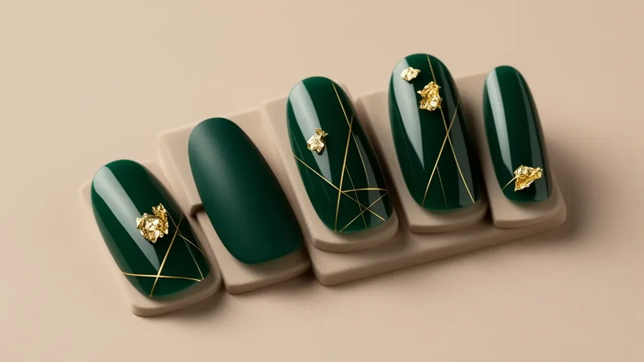 Paznokcie butelkowa zieleń z czym łączyć? Modny manicure 2025 – inspiracja
