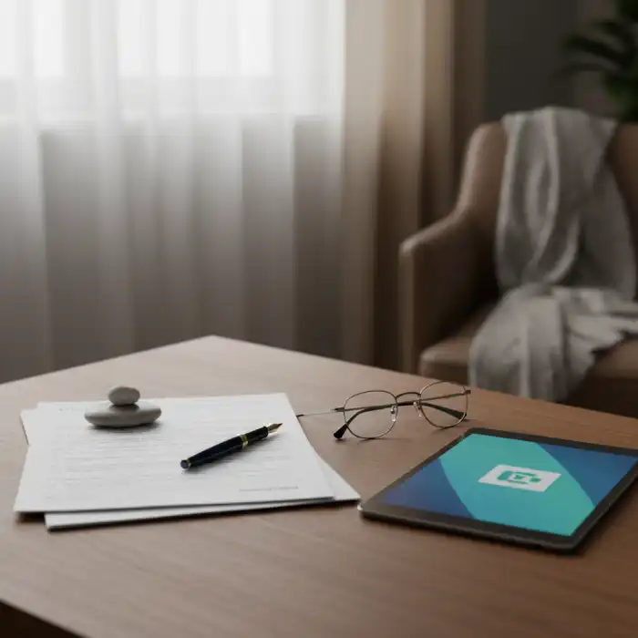 Wniosek o opiekę nad osobą starszą: jak przyznać zasiłek i opiekunkę Dokumenty i tablet na biurku przygotowane do wypełnienia, gdy składany jest wniosek o opiekę nad osobą starszą.